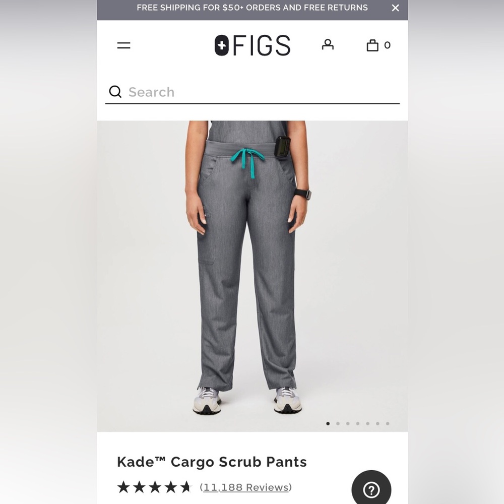 Figs Kade cargo scrub pant in graphite gray